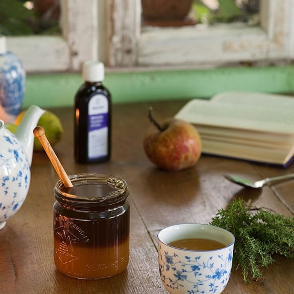 elixír a čaj, med